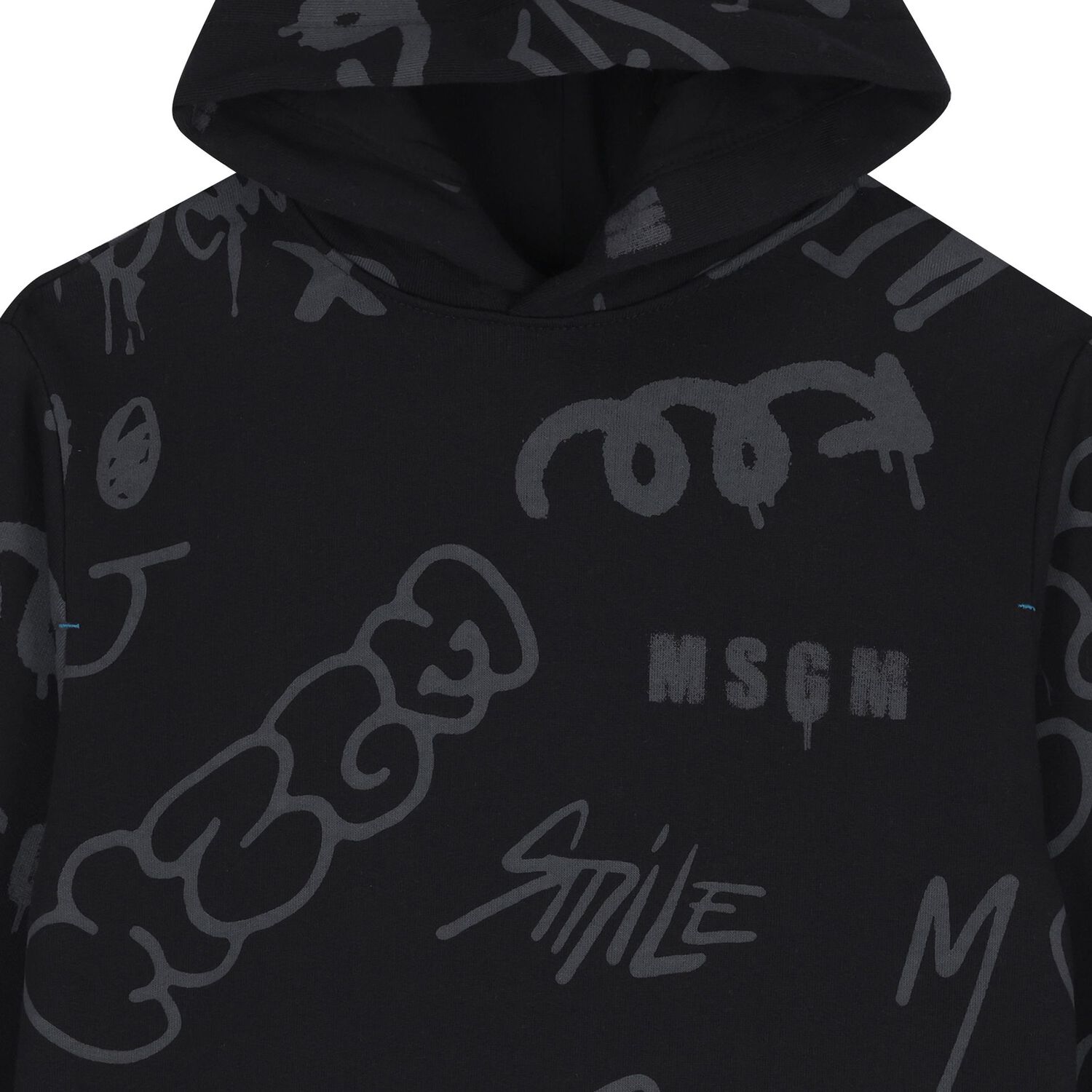 Boys Black Logo Hooded Top, 2, hi-res image number null