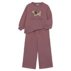 Girls Pink Puppy Tracksuit, 2, hi-res