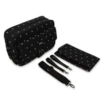 حقيبه تغيير حفاضات بالشعار باللون الاسود 