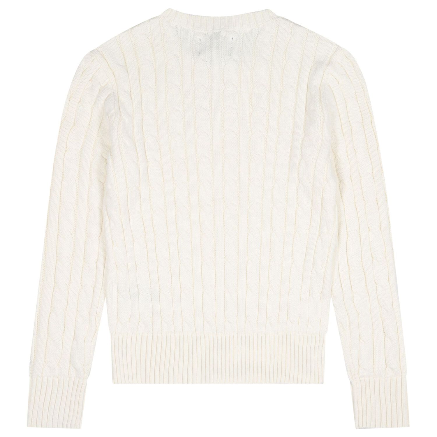 Girls Ivory Logo Cable Knit Jumper, 1, hi-res