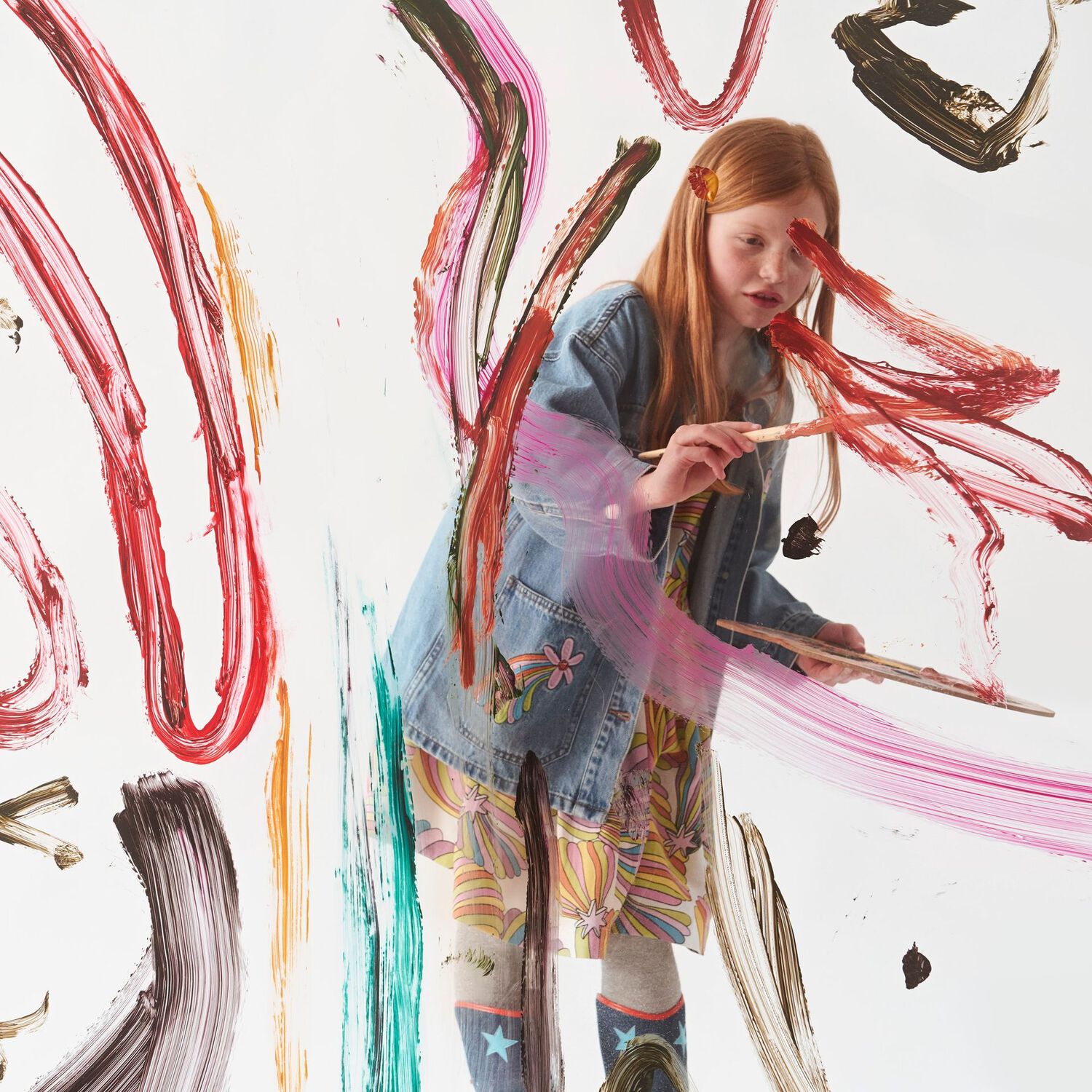 Girls Multi-Colored Shooting Stars Dress, 1, hi-res