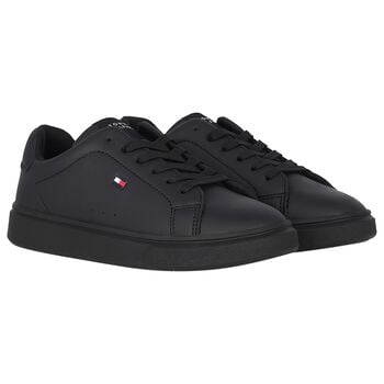 Boys Black Logo Trainers