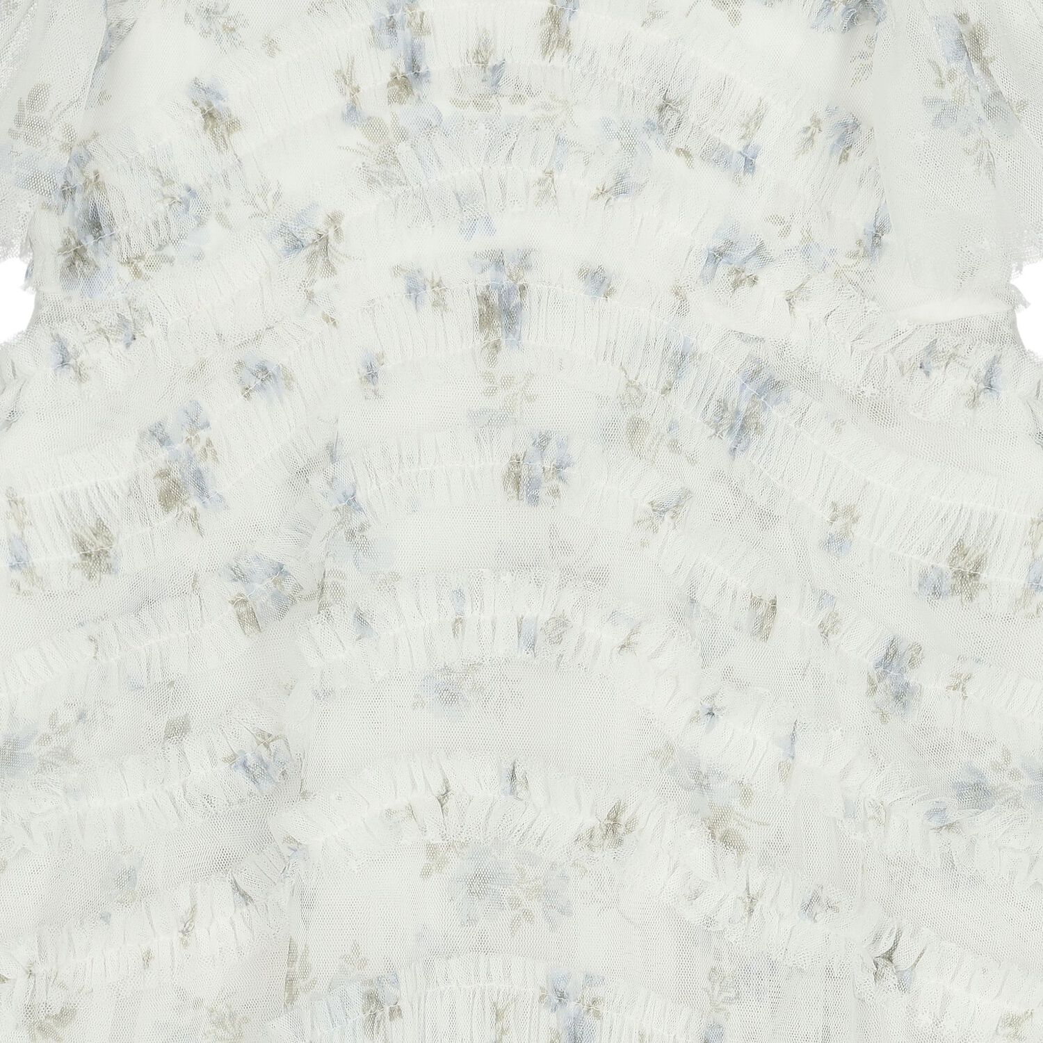 Girls White Floral Ruffled Tulle Dress, 1, hi-res