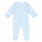 Boys Blue Velour Babygrow, 1, hi-res