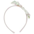 تاج شعر للبنات باللونين الأبيض والوردي مزين بفيونكة زهرية, 2, hi-res