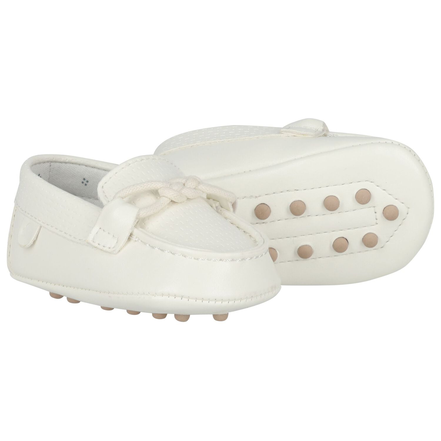 Baby Boys Ivory Leather Pre Walker Moccasins, 1, hi-res