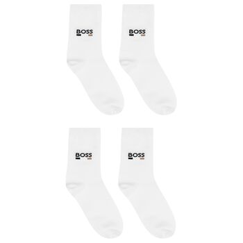 Boys White Logo Socks ( 2-Pack )