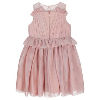 Girls Pink Ruffled Tulle Dress