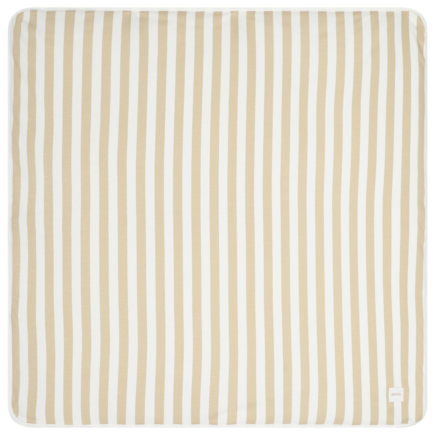 White & Beige Striped Logo Baby Blanket , 1, hi-res