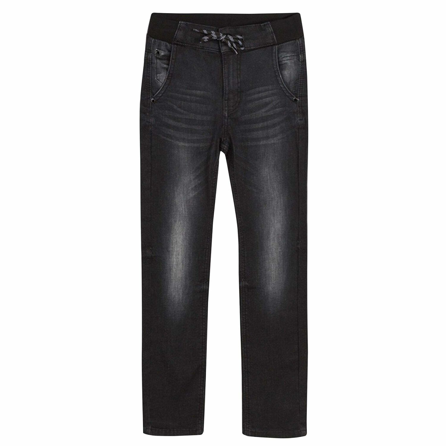 Boys Black Denim Jogger Jeans, 2, hi-res