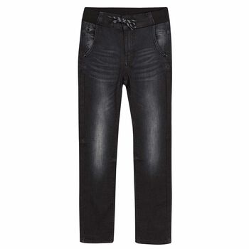 Boys Black Denim Jogger Jeans