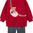 طقم ليجينز للبنات باللون الاحمر والرمادى , 2, hi-res