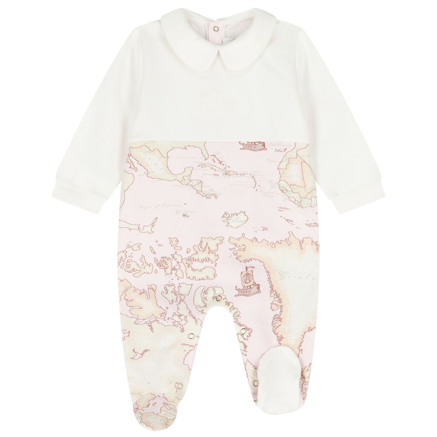 Baby Girls Ivory, Beige & Pink Geo Map Babygrow Gift Set, 1, hi-res