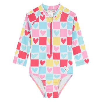Younger Girls Multi-Coloured Heart Swimsuit