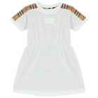 Baby Girls White & Beige Check Dress Set, 1, hi-res