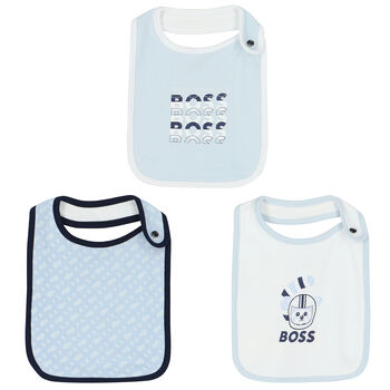 Baby Boys Blue & White Bibs ( 3-Pack )