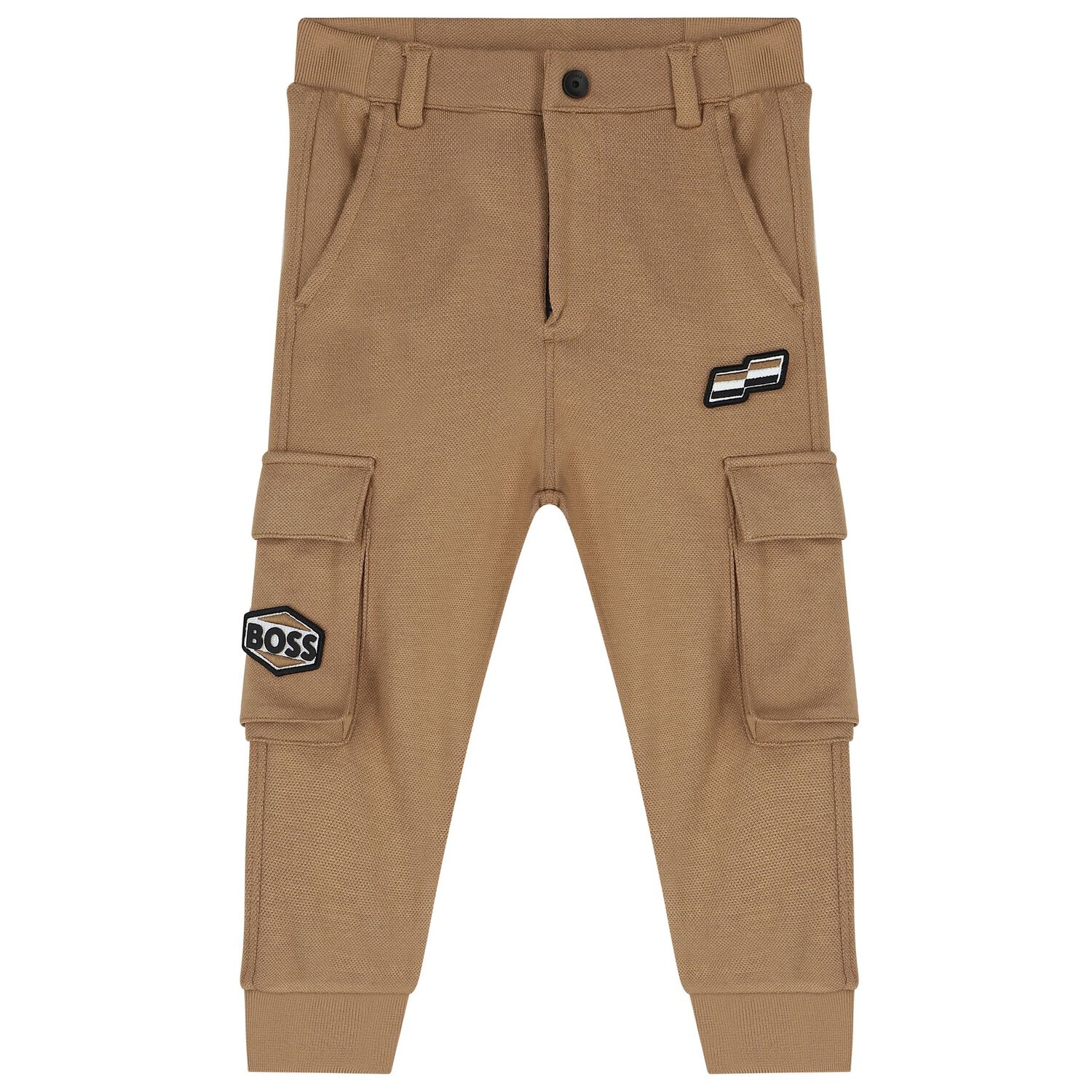 Younger Boys Beige Logo Trousers, 1, hi-res image number null