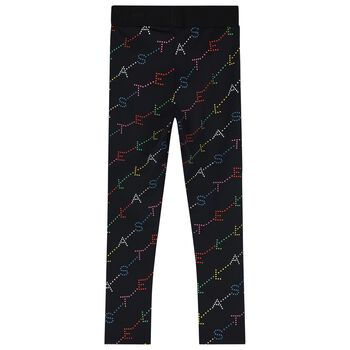 Girls Black Logo Leggings