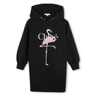 Girls Black Flamingo Logo Hooded Dress, 1, hi-res