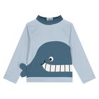 Younger Boys Blue Whale Rash Vest, 1, hi-res
