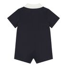 Baby Boys Navy Blue Web Striped Romper, 1, hi-res