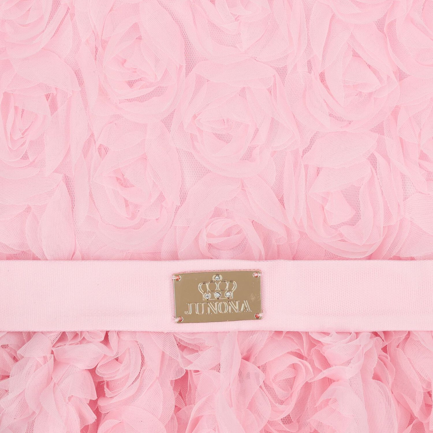 فستان بناتي وردي مزين بزهور ثلاثية الأبعاد, 2, hi-res