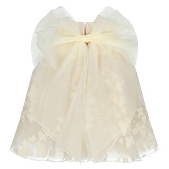 Younger Girls Ivory Butterfly Tulle Dress