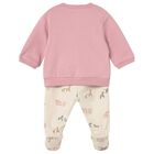 Baby Girls Pink & Beige Safari Animal 2 Piece Babygrow, 1, hi-res