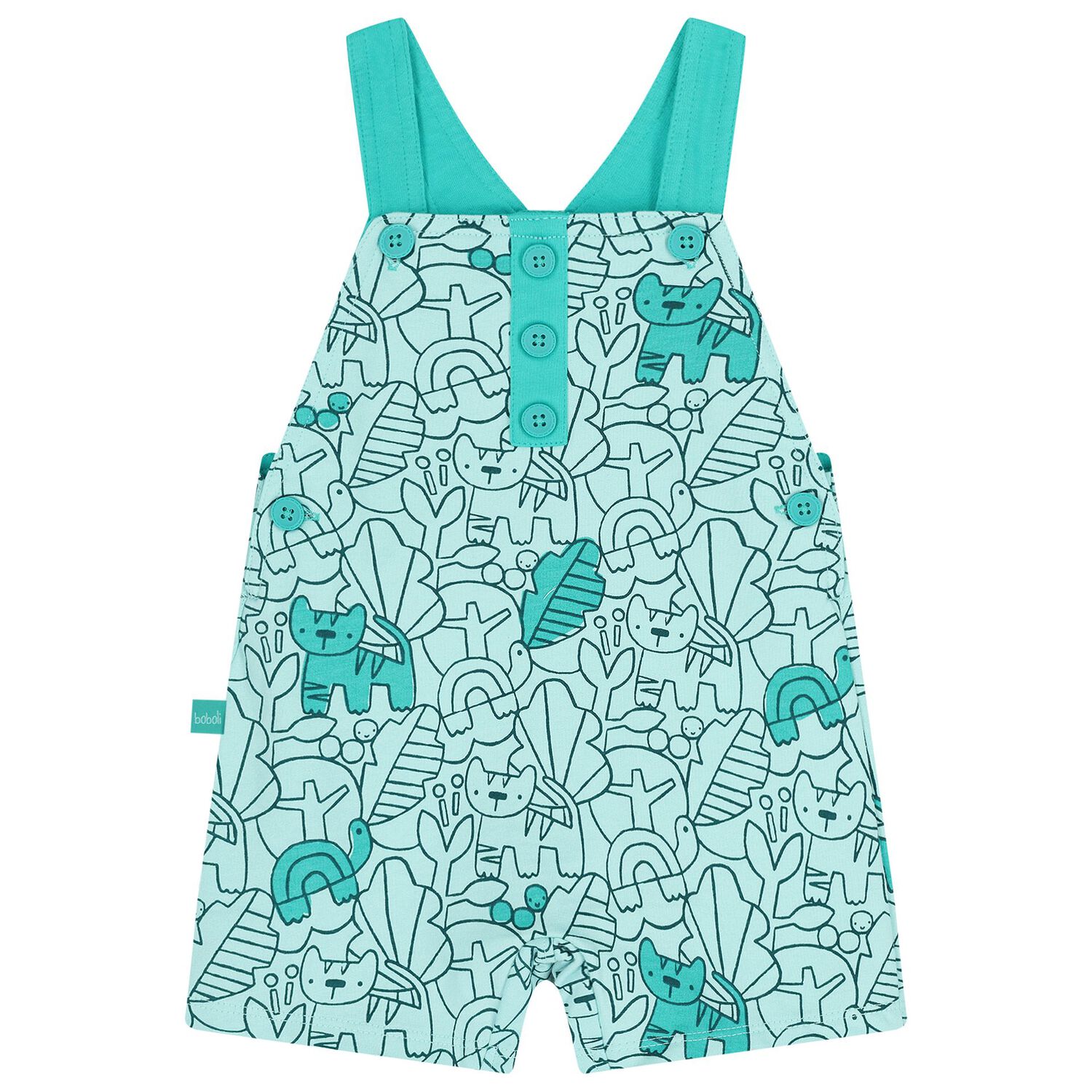 طقم دنغري للأطفال الرضع باللون الأبيض والأخضر, 1, hi-res