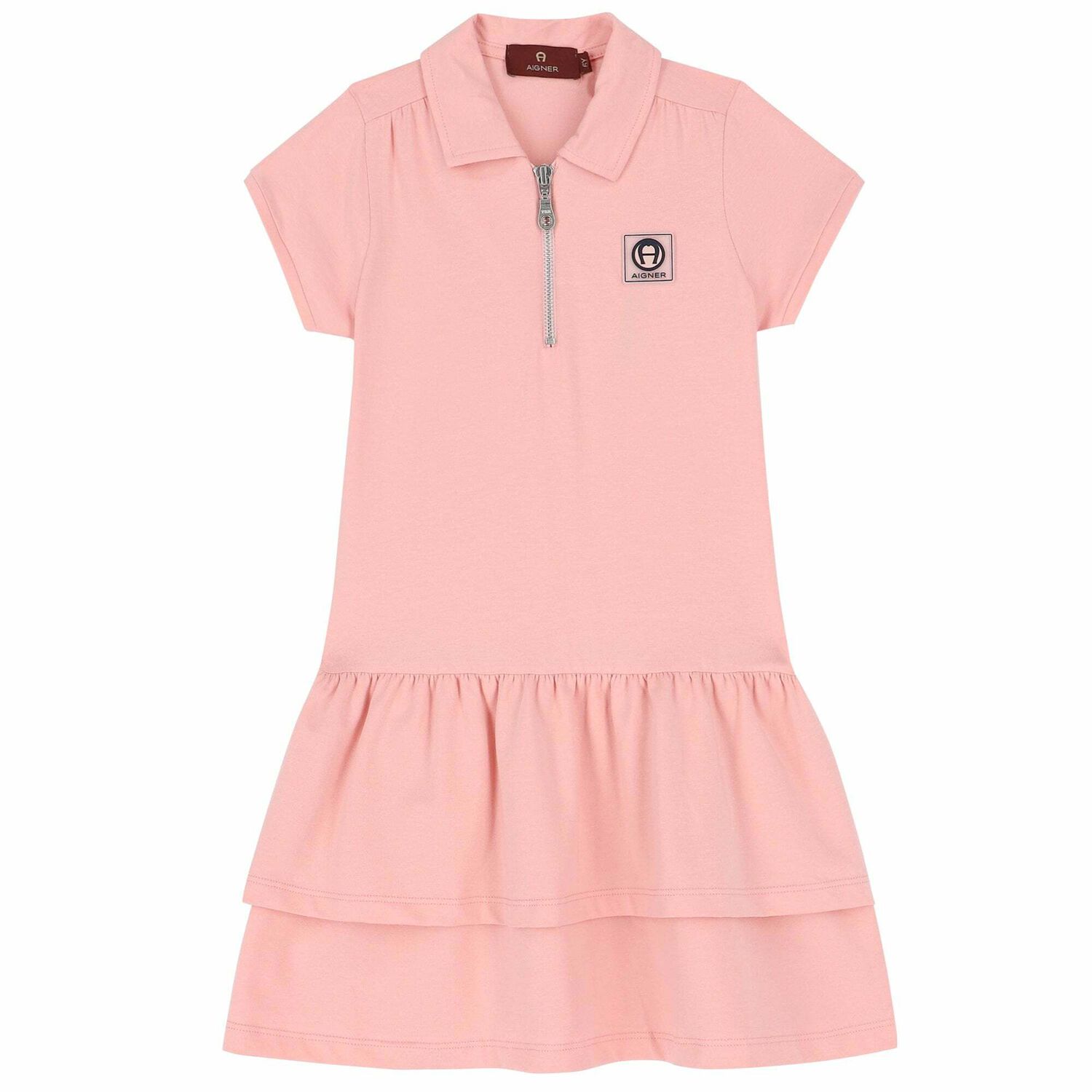 Girls Pink Logo Polo Dress, 2, hi-res