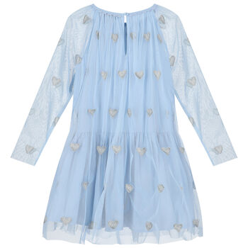 Girls Blue Hearts Tulle Dress