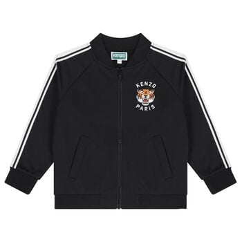 Black Tiger Logo Zip Up Top