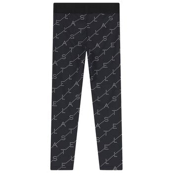 Girls Black Logo Leggings