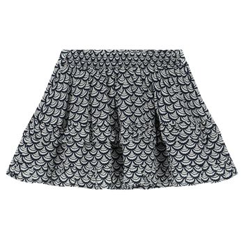 Girls Navy Blue & Ivory Logo Skirt