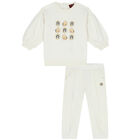 بدلة رياضية بنات بالشعار باللون العاجي, 2, hi-res