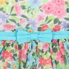 Girls White & Blue Floral Chiffon Dress, 1, hi-res