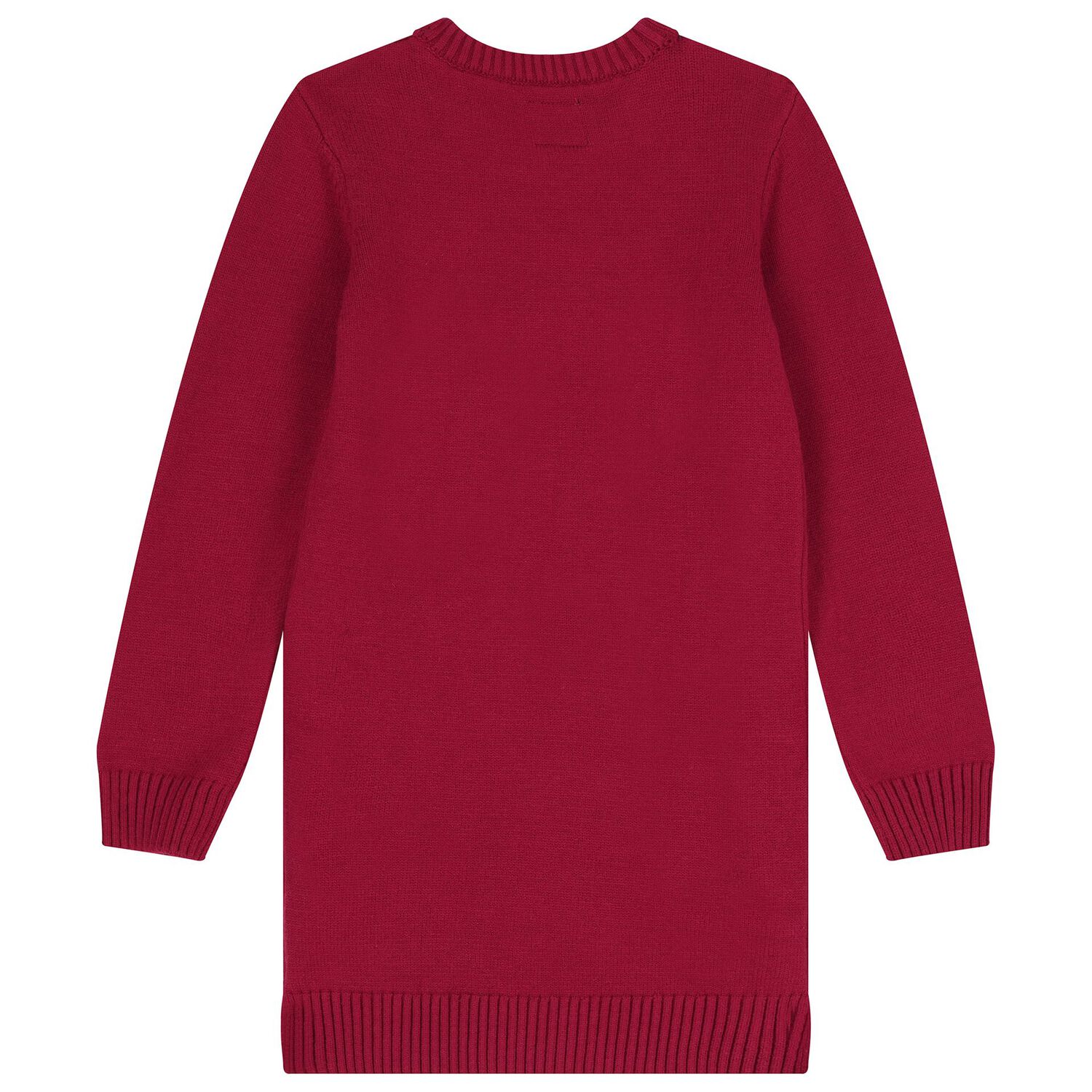 Girls Red Teddy Bear Knitted Sweatshirt, 1, hi-res