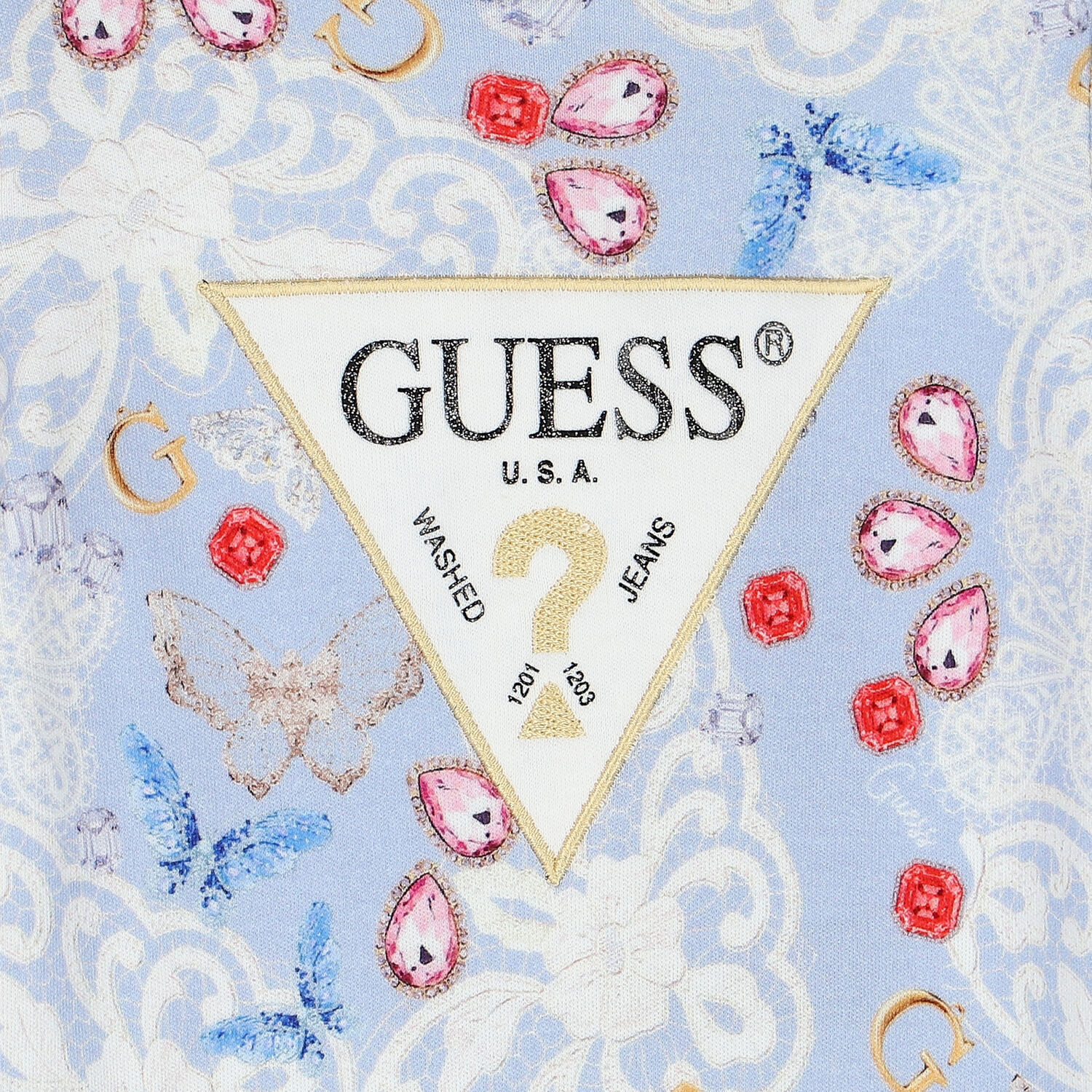 Baby Girls Blue Jewelry Logo Babygrow, 1, hi-res