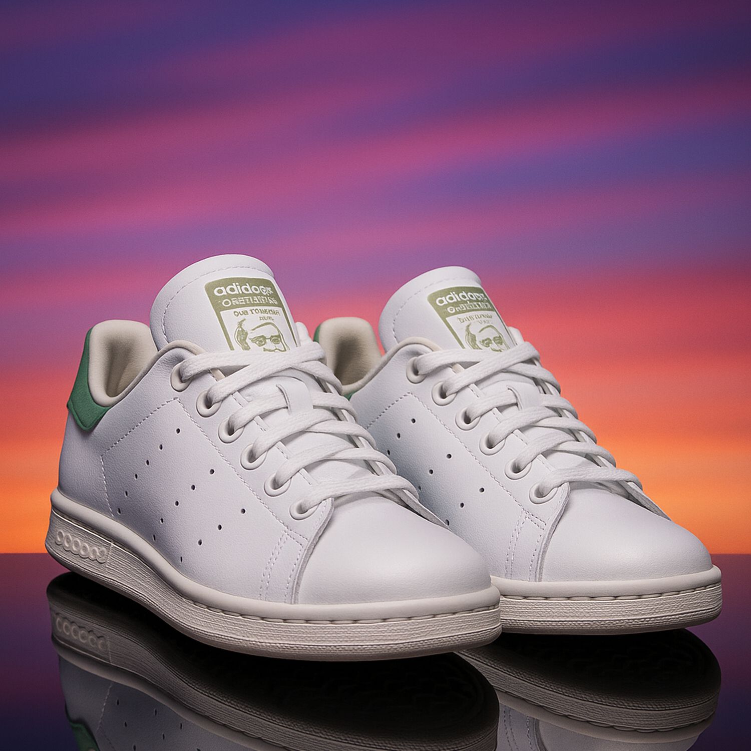 White & Green Stan Smith Trainers, 3, hi-res