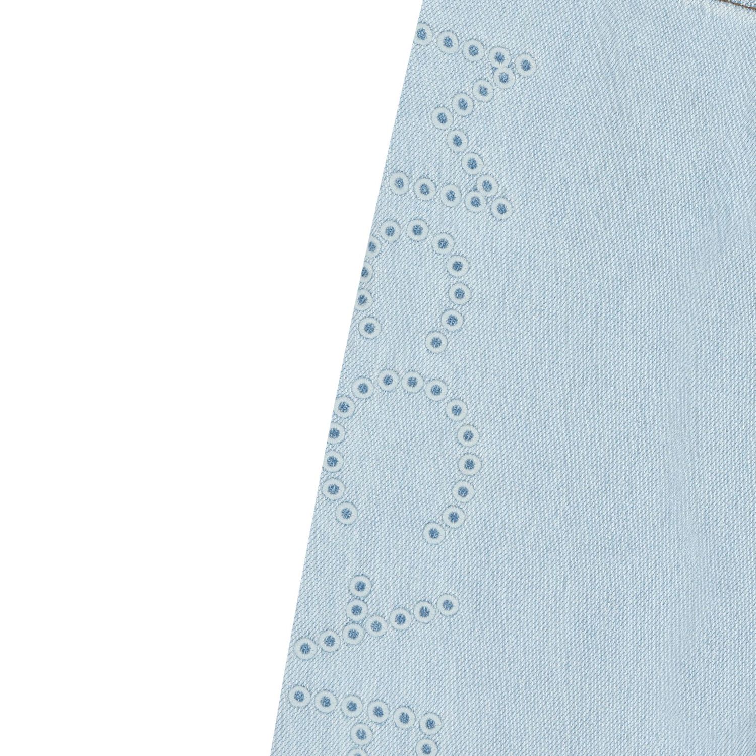 بنطلون جينز باللون الأزرق بشعار للبنات, 1, hi-res