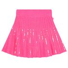 Girls Pink Embellished Knitted Skirt, 1, hi-res