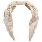 Girls Beige Pearl & Bead Headband , 1, hi-res