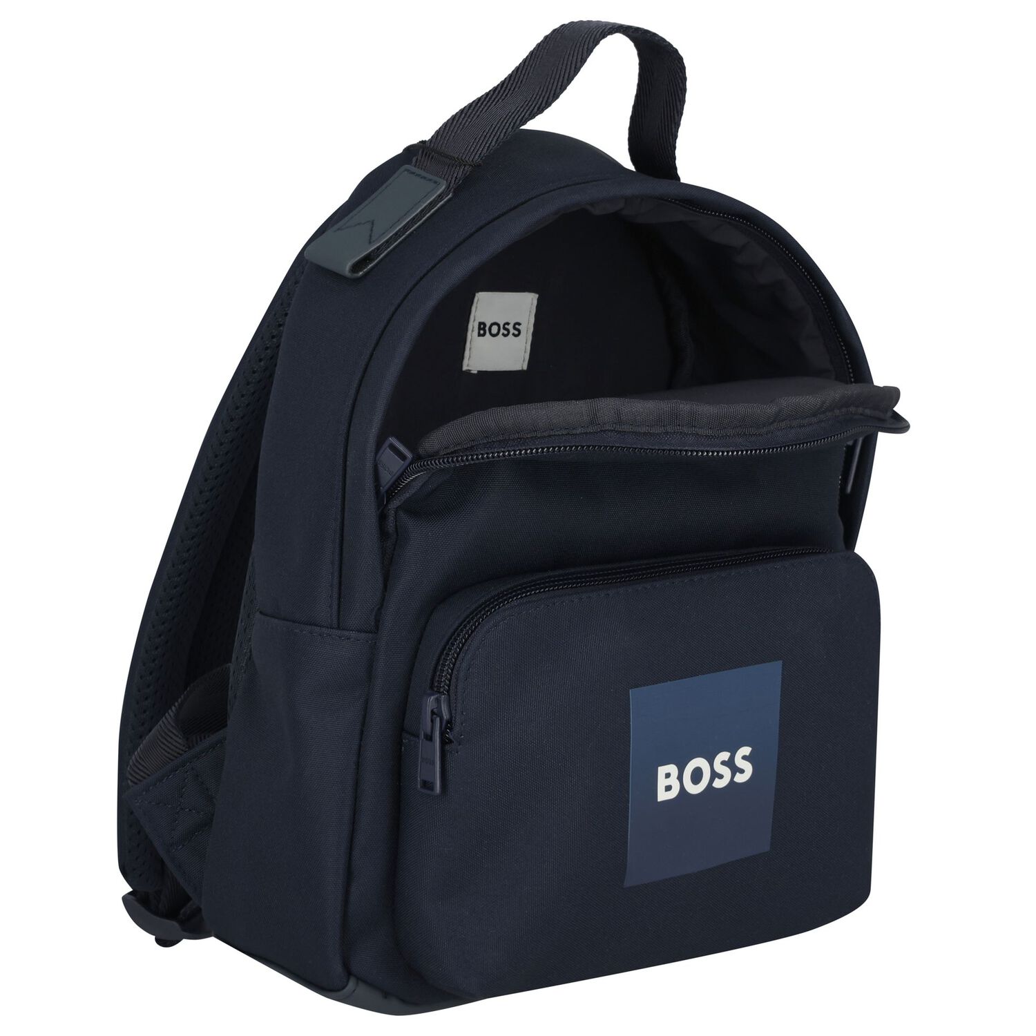 Boys Navy Blue Logo Canvas Backpack, 1, hi-res