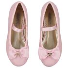 Girls Pink Bow Leather Shoes, 1, hi-res