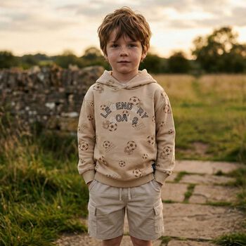 توب اولاد هودى بالشعار باللون البيج 