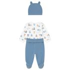 Baby Boys White & Blue Bodysuit Set, 1, hi-res