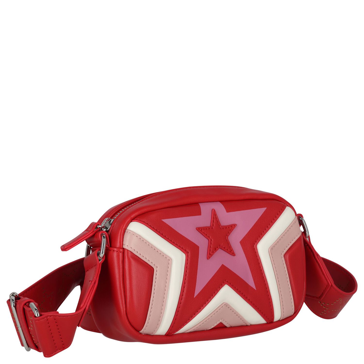 Girls Red Star Leather Bag ( 18CM ), 1, hi-res