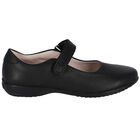 Girls Black Logo Leather Shoes, 1, hi-res