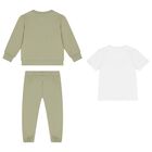 Baby Boys Green & White Tracksuit 3-Piece Set, 6, hi-res