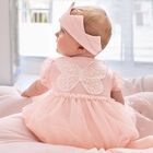 طقم فستان بنات تول فراشات باللون الوردى, 1, hi-res